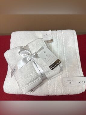 Felpinter 5 Pc Set:1 Bath Towel 4 Washcloth Cotton Absorbent White Portugal Made
